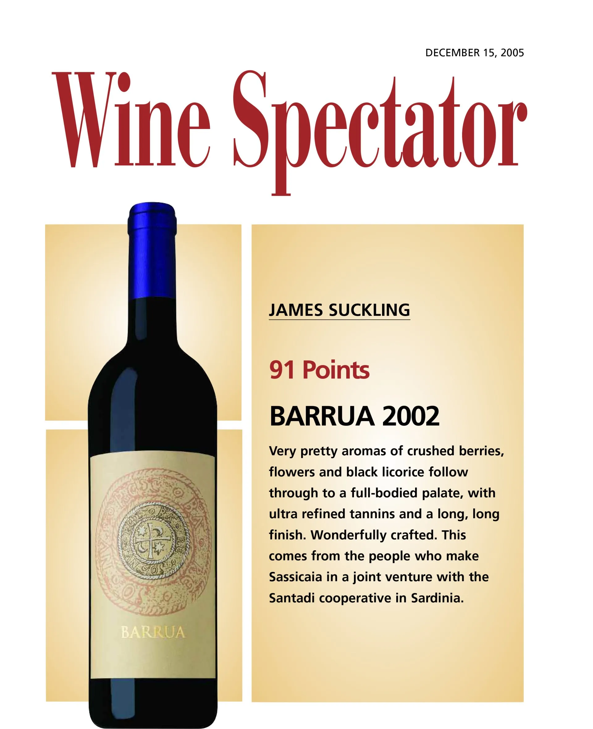 Wine spectator (Dec 2005) - Barrua 2002