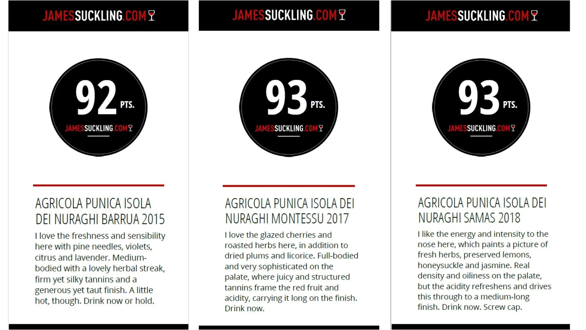 Jamessuckling.com - Barrua 2015, Montessu 2017, Samas 2018